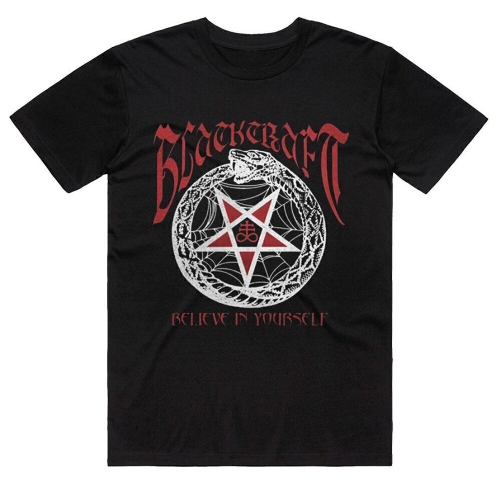 Blackcraft Red Pentagram Occult Gothic Graphic Unisex T-Shirt .